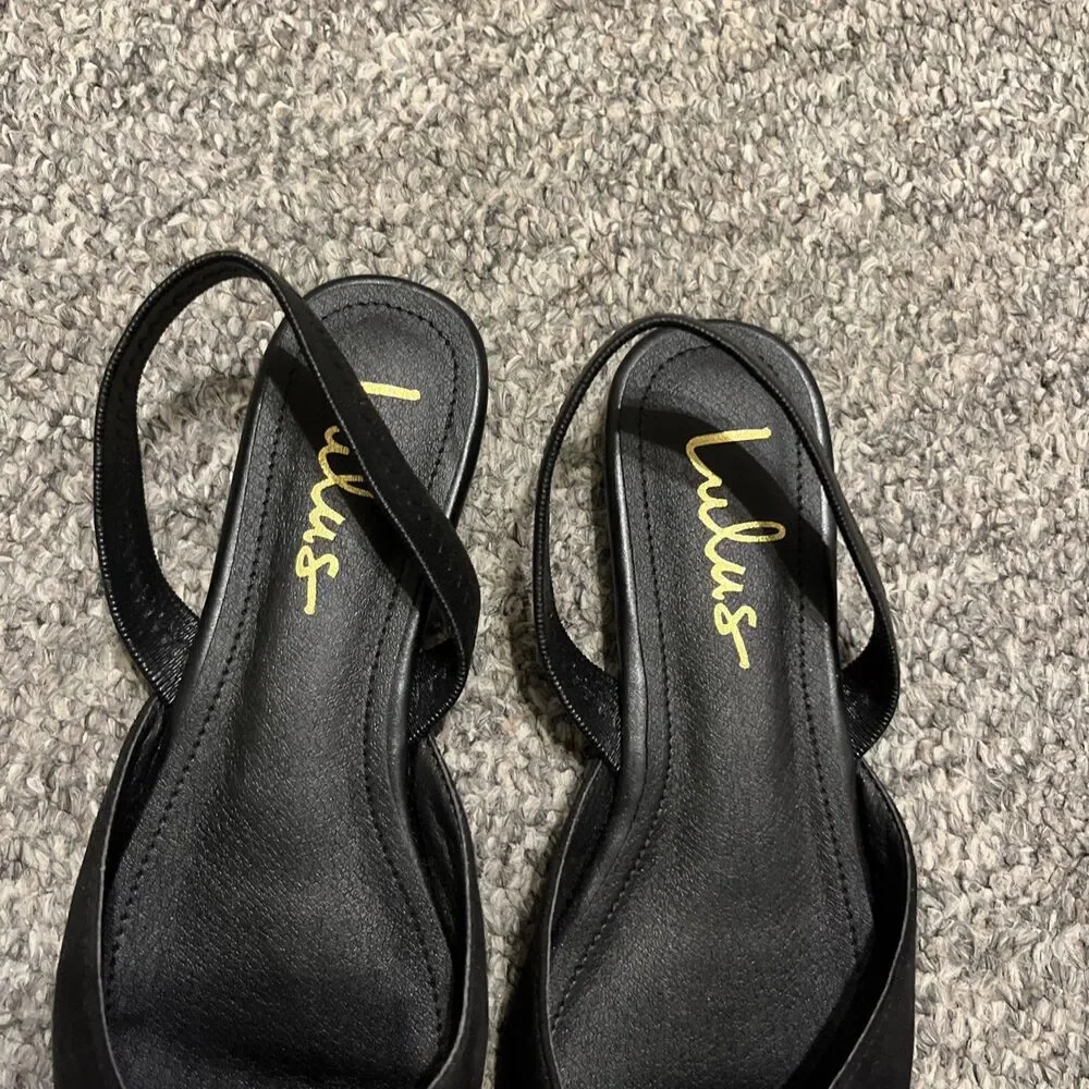Lulus Black Faux Suede Slingback Pointed Toe Slip On Flats Women's Size 7